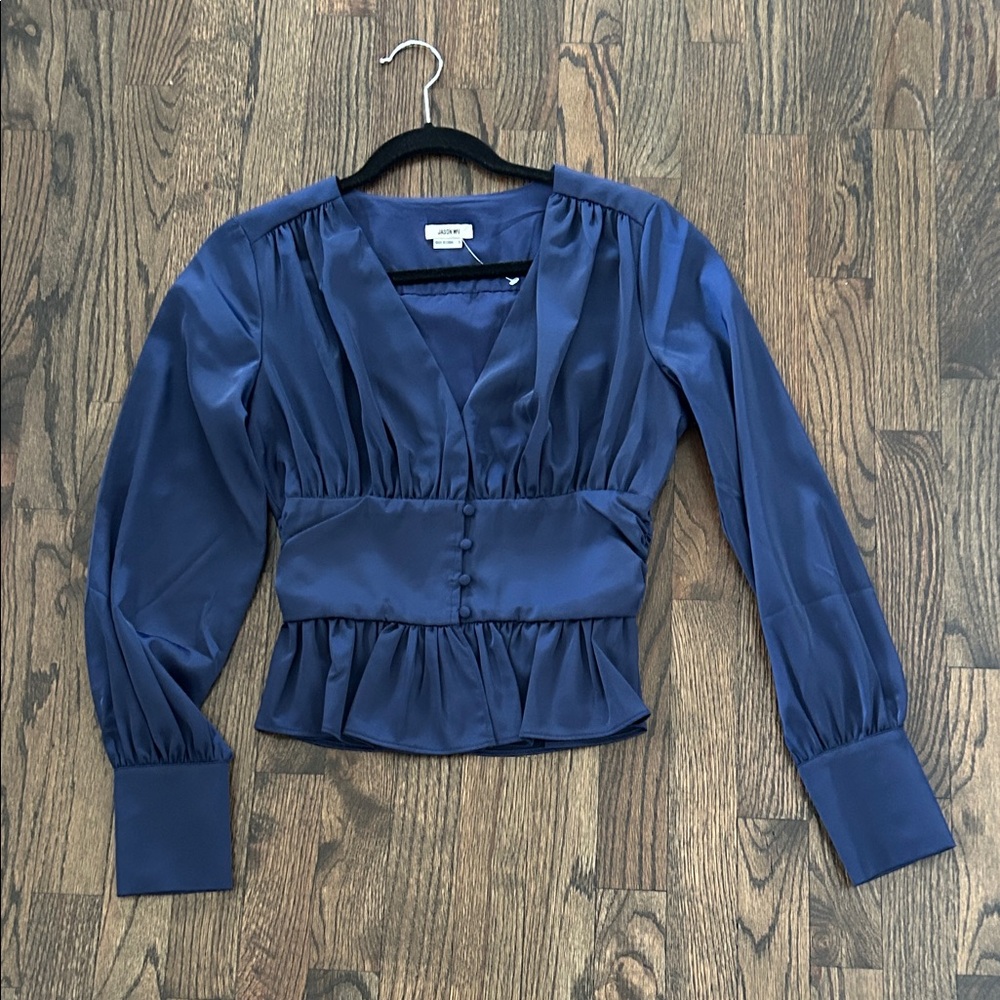 Jason Wu Navy Satin Top